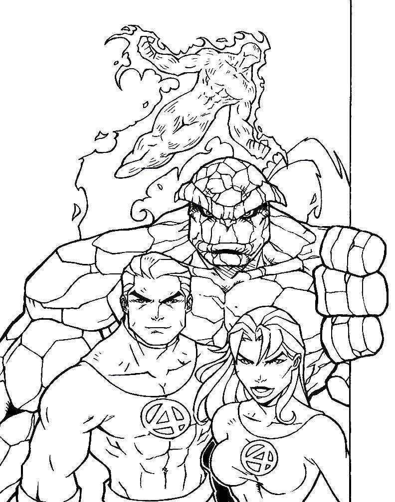 Coloring Fantastic four. Category superheroes. Tags:  fantastic four, superheroes.