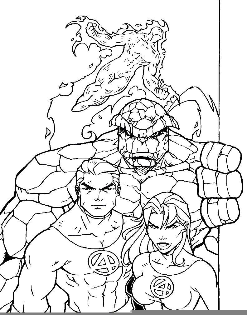 Coloring Fantastic four. Category superheroes. Tags:  fantastic four, superheroes.