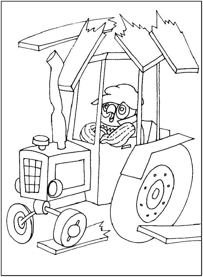 Название: Раскраска Попугай кеша на тракторе. Категория: трактор. Теги: Транспорт, трактор.