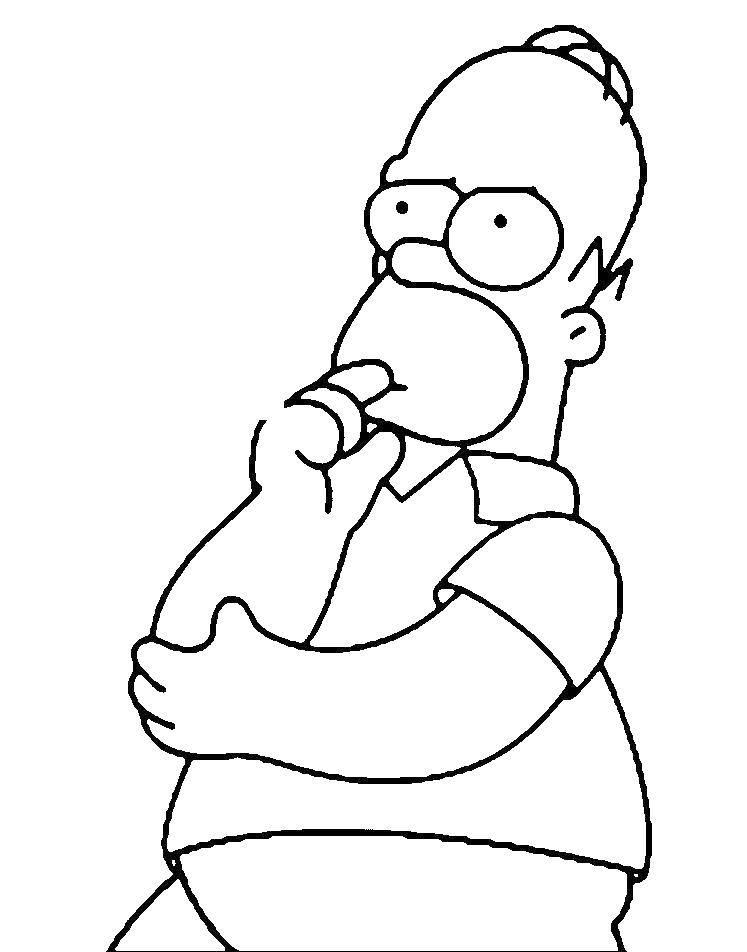 Coloring Homer Simpson is thinking. Category The simpsons. Tags:  Homer Simpson, Simpsons.