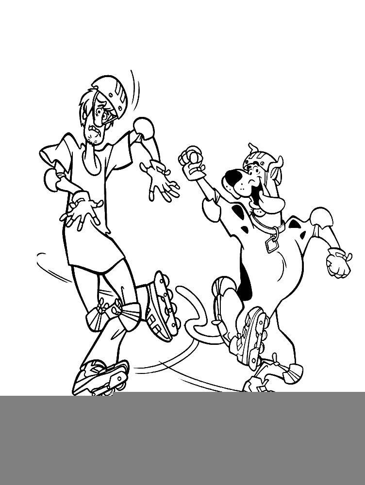 Coloring Scooby Doo and shaggy roller-skate. Category Scooby Doo. Tags:  Scooby Doo, Shaggy.