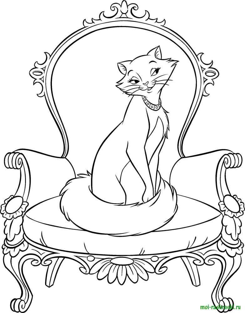 Название: Раскраска Герцоги́ня сидит на кресле. Категория: коты аристократы. Теги: герцогиня, коты аристократы.