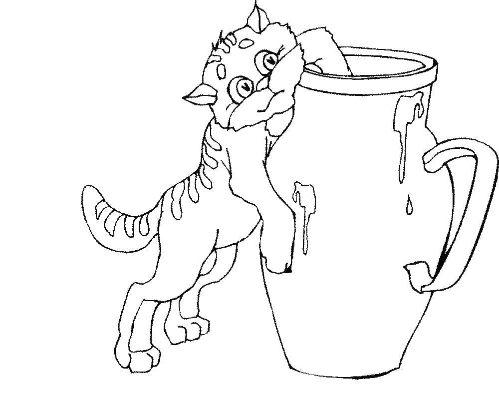 Coloring Cat eats sour cream. Category The cat. Tags:  cat, kittens.
