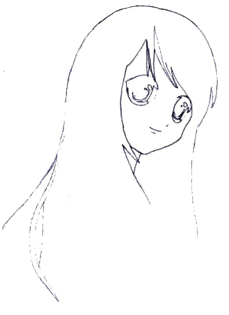 Название: Раскраска Рисуем аниме лицо девушки. Категория: аниме лица. Теги: аниме, девушка.