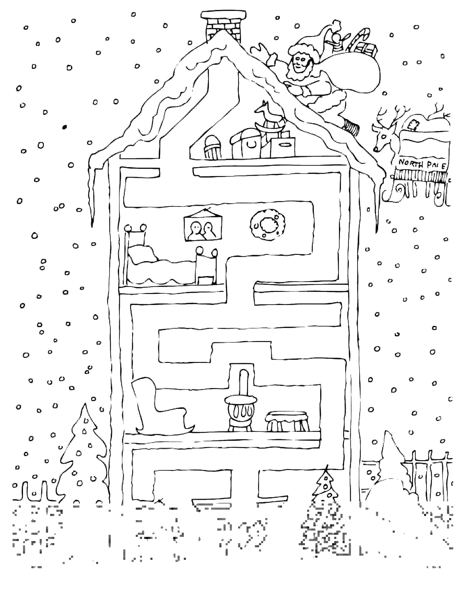 Название: Раскраска Санта клаус ищет елку. Категория: Лабиринты. Теги: лабиринт, санта.
