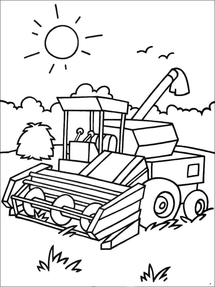 Coloring Harvester. Category tractor. Tags:  harvester, tractor.