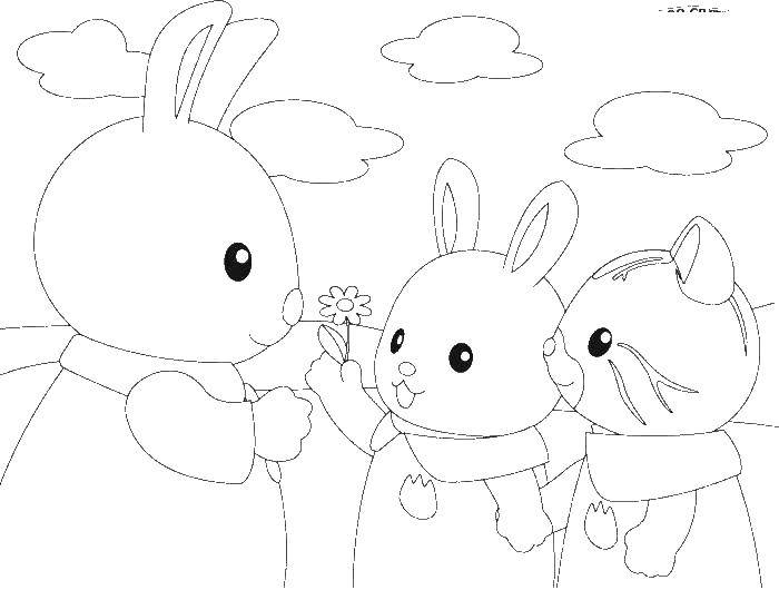 Coloring Bunny gives a flower to mom. Category yoohoo and his friends. Tags:  Juhu, bunnies.