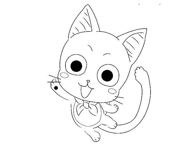 Раскраска Рисуем кошечку аниме Скачать ,аниме, рисуем, кошка,.  Распечатать 