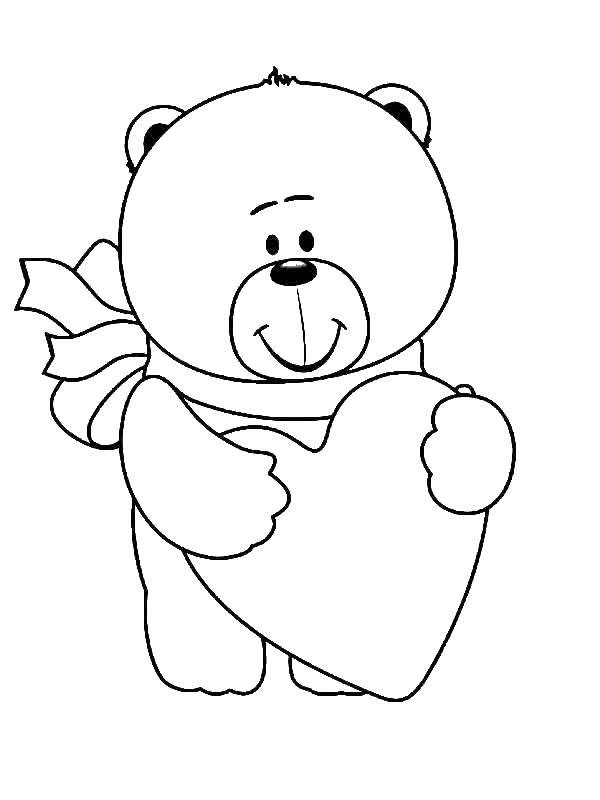 Coloring Bear with heart. Category little animals. Tags:  bear, heart.