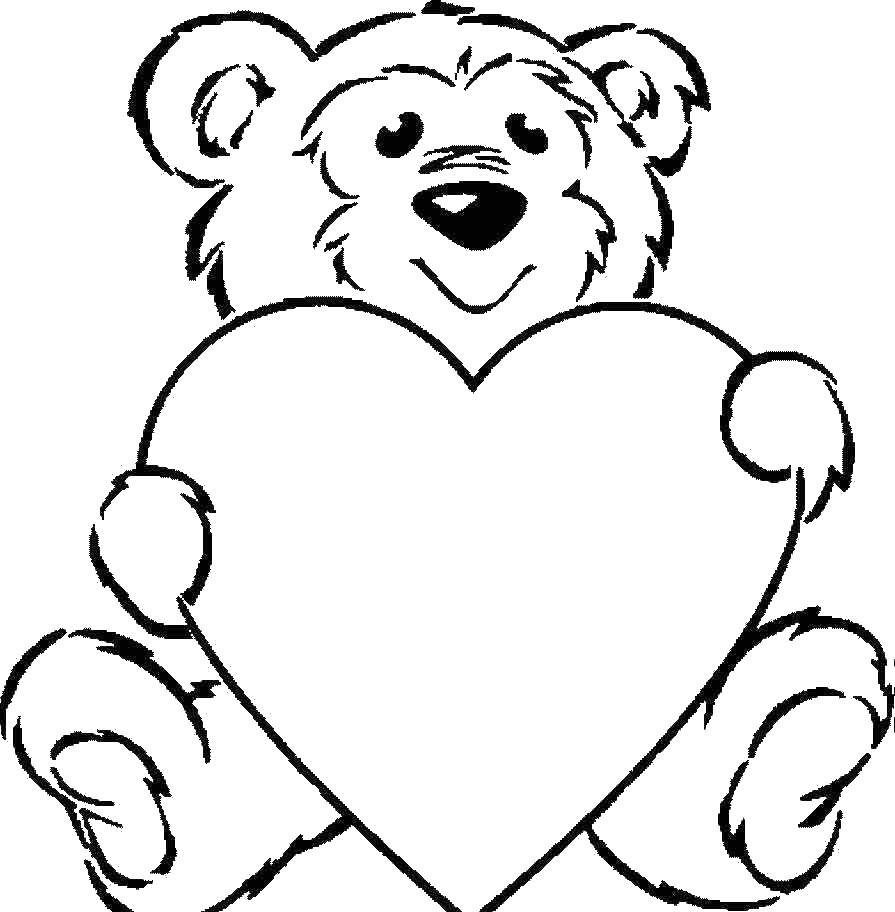 Coloring Bear with heart. Category toys. Tags:  toys, bears, heart.