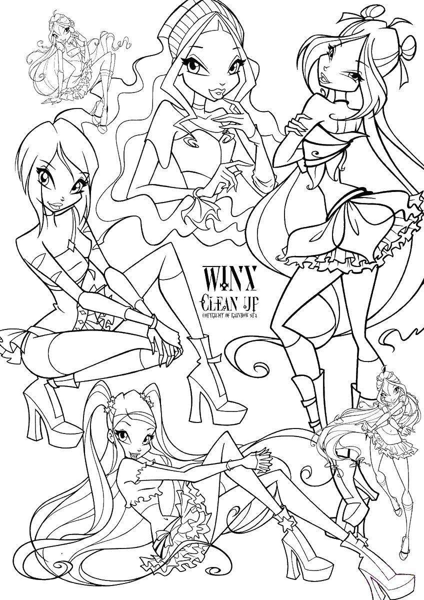 Coloring Fairies of winx club. Category cartoons. Tags:  Winx, Fairies.