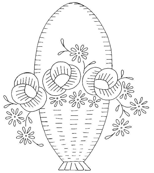 Coloring A pot of flowers. Category patterns, ornament stencils flowers. Tags:  flowers coloring antistress.