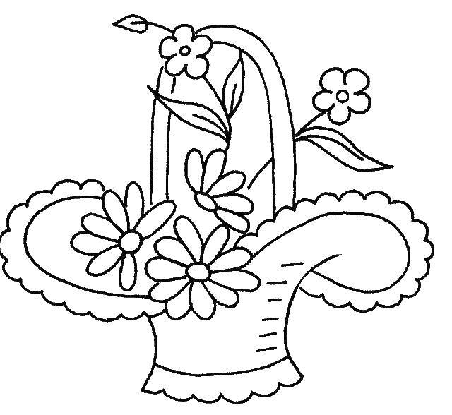 Название: Раскраска Корзина с цветами. Категория: цветы. Теги: цветы, букет.