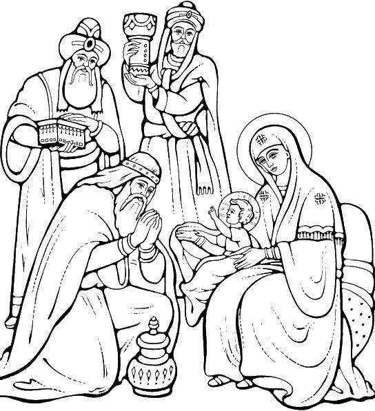 Coloring The birth of the child Christ. Category People. Tags:  child Birth.