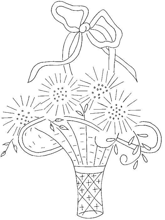 Название: Раскраска Корзина с цветами. Категория: узоры орнамент трафареты цветы. Теги: корзина, цветы.