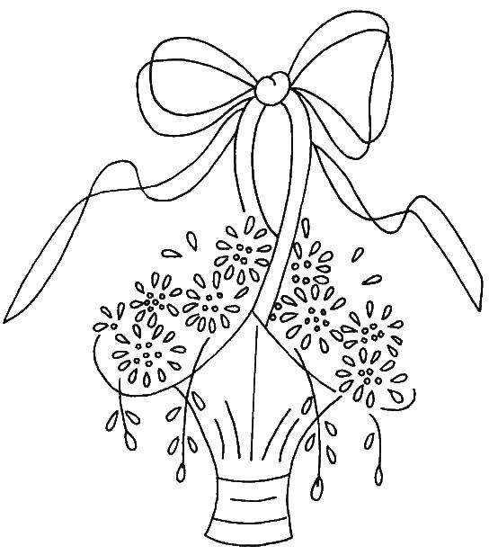 Название: Раскраска Корзина с цветами. Категория: цветы. Теги: корзина, цветы.