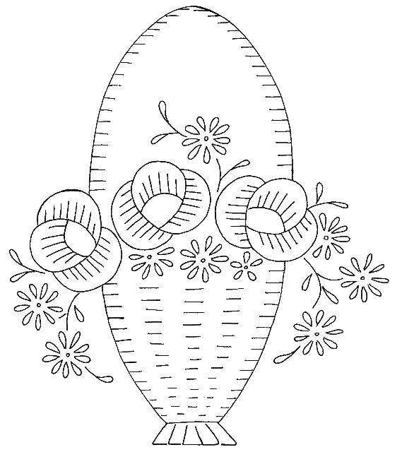 Название: Раскраска Корзина с цветами. Категория: цветы. Теги: корзина, цветы.