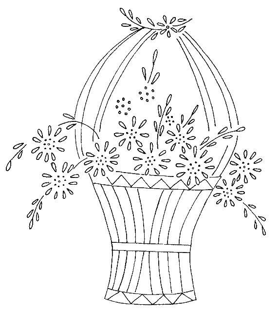 Название: Раскраска Корзина с цветами. Категория: узоры орнамент трафареты цветы. Теги: корзина, цветы.