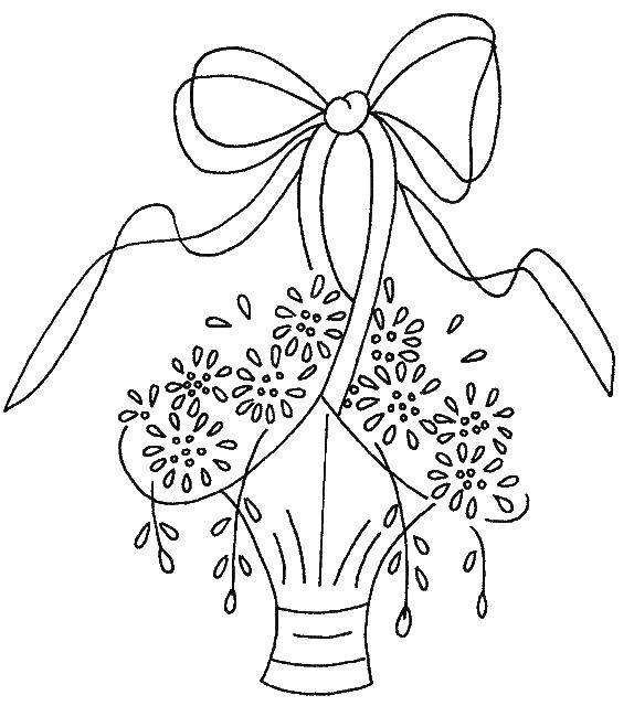 Название: Раскраска Корзина с цветами. Категория: цветы. Теги: цветы, растения, бутоны, корзина.