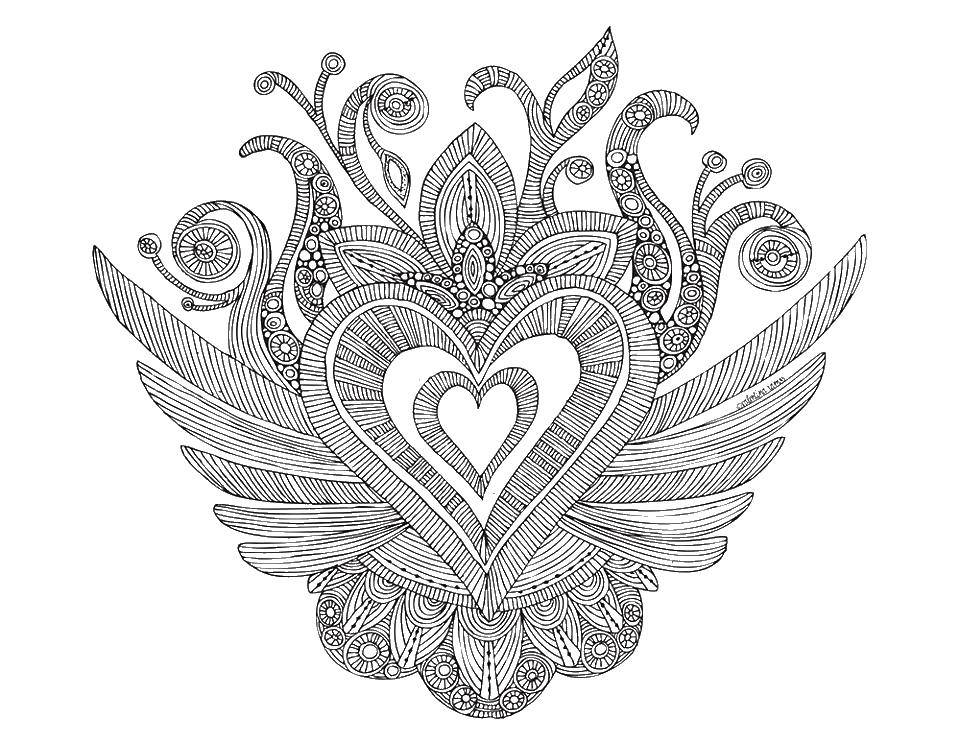 Coloring Heart. Category coloring antistress. Tags:  flowers coloring antistress.