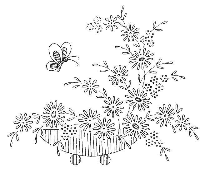 Coloring Basket with flowers. Category patterns, ornament stencils flowers. Tags:  basket, flowers.