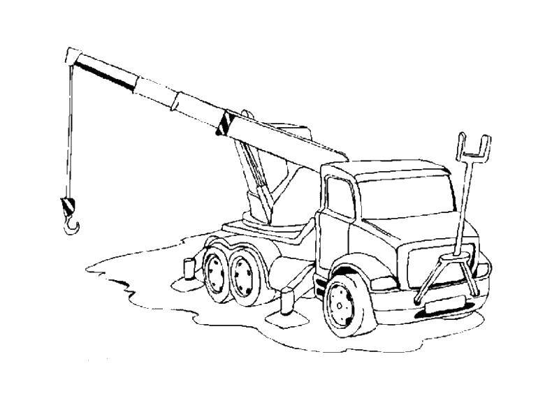 Coloring Truck with crane. Category construction machinery. Tags:  truck crane.