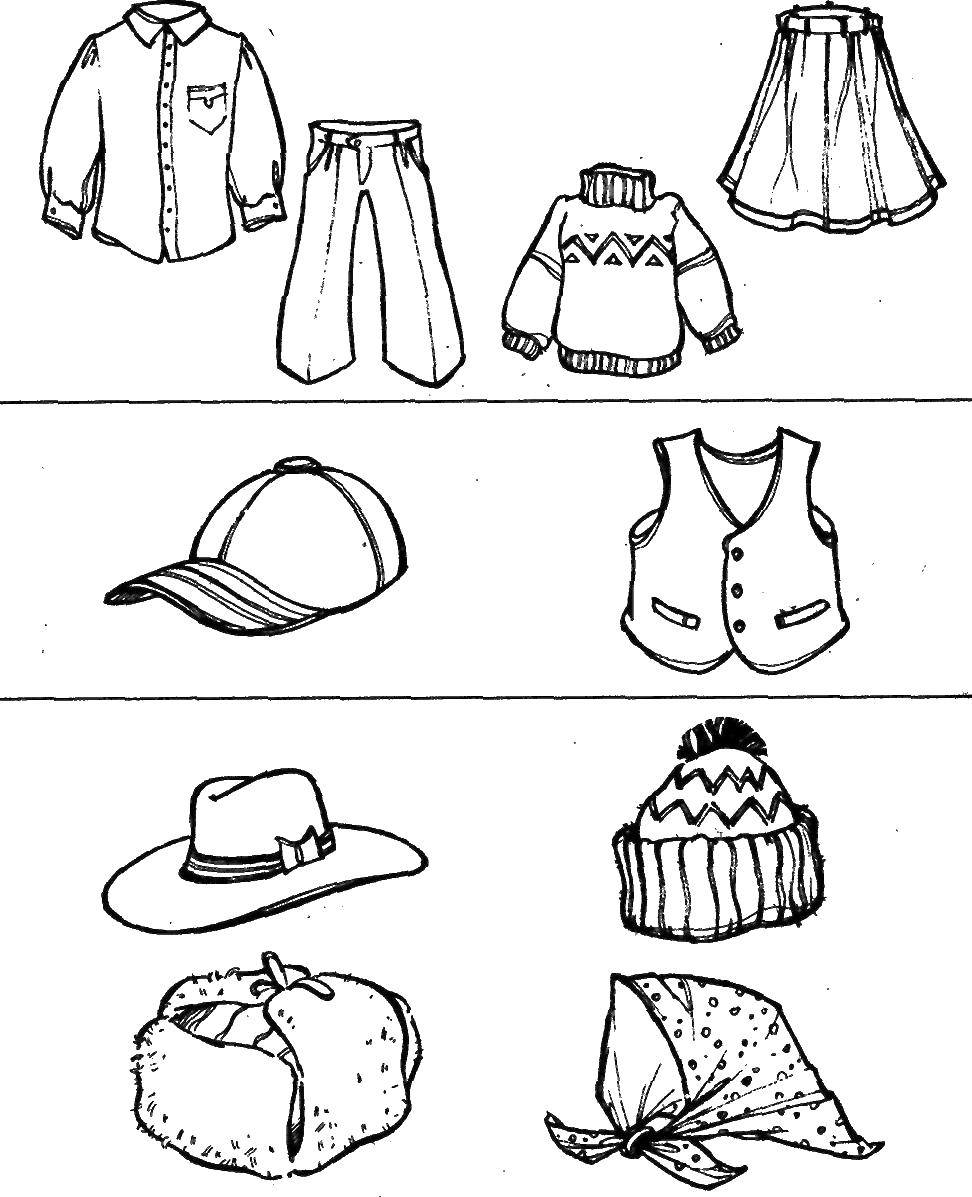 Coloring Pick the wrong group clothing. Category find items. Tags:  clothing, logic.