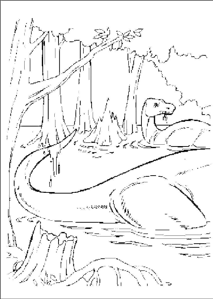 Пейзажи Динозаврик раскраска для детей