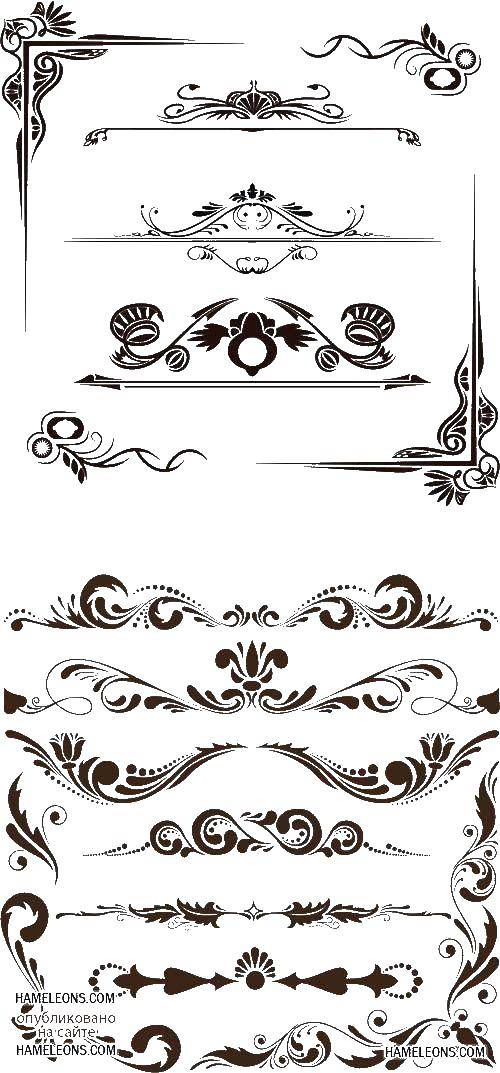 Coloring The elements of ornaments for frames. Category vintage frame for text. Tags:  frames.