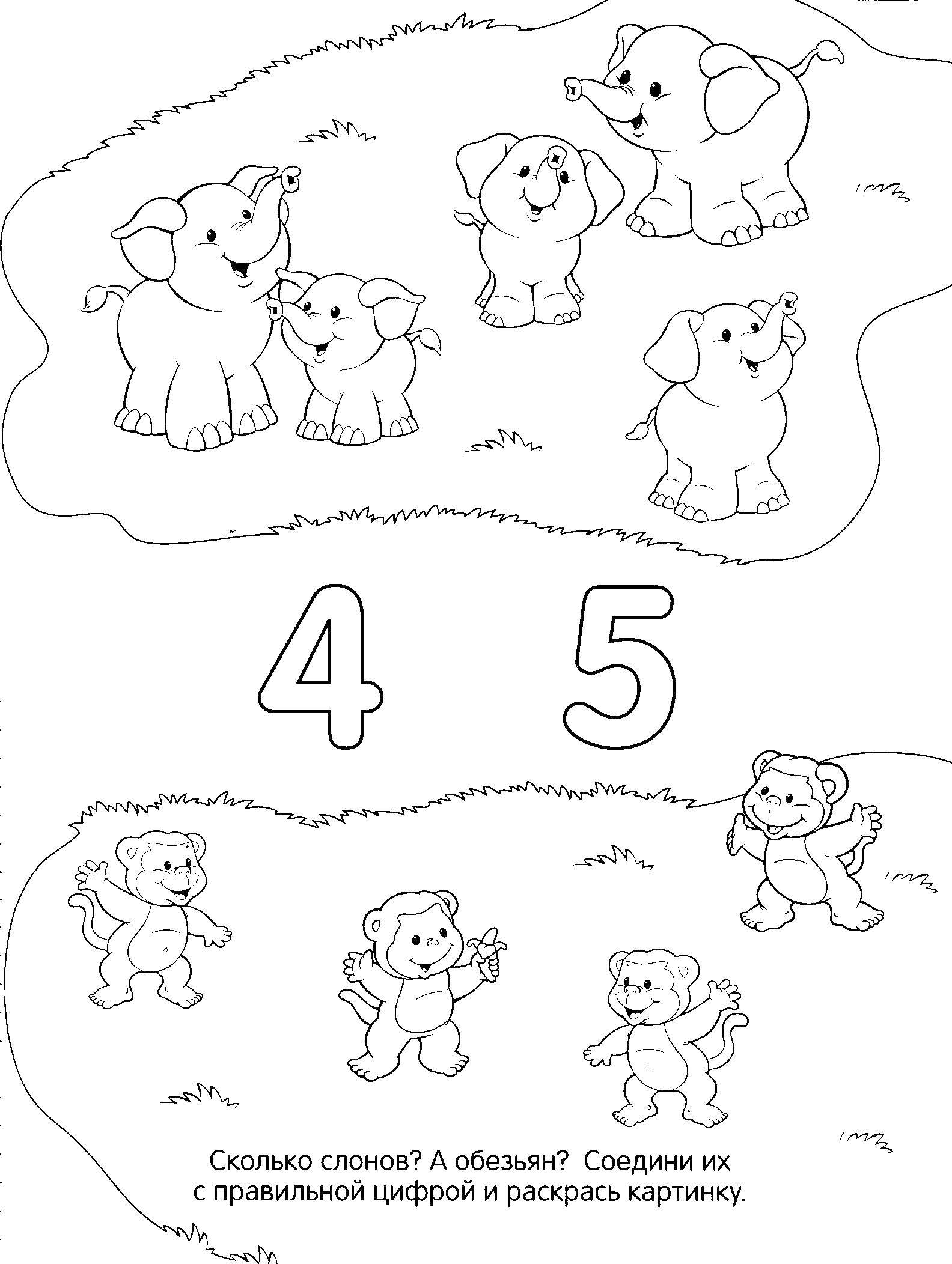 Coloring Count animals. Category on thinking. Tags:  on thinking, logic, problem, puzzle.