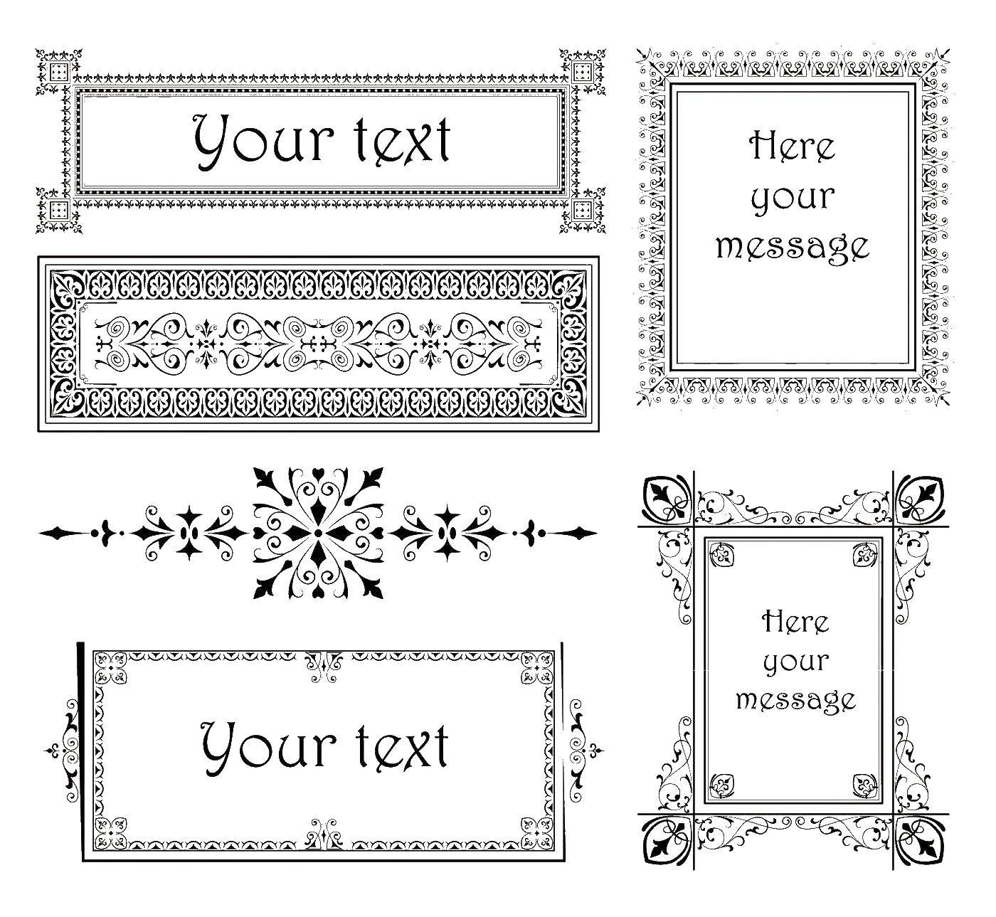 Coloring Examples of beautiful frames for postavleni. Category vintage frame for text. Tags:  frames.