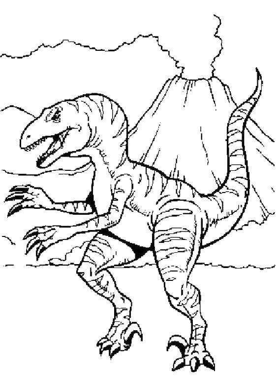 Розмальовки  Смугастий динозавр. Завантажити розмальовку Динозавр.  Роздрукувати ,динозавр,