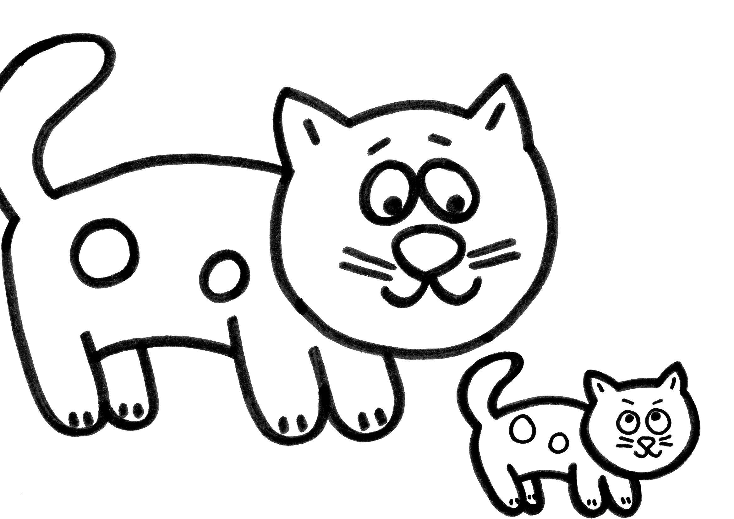 Название: Раскраска Кошечки. Категория: Животные. Теги: животные, котенок, кошка.