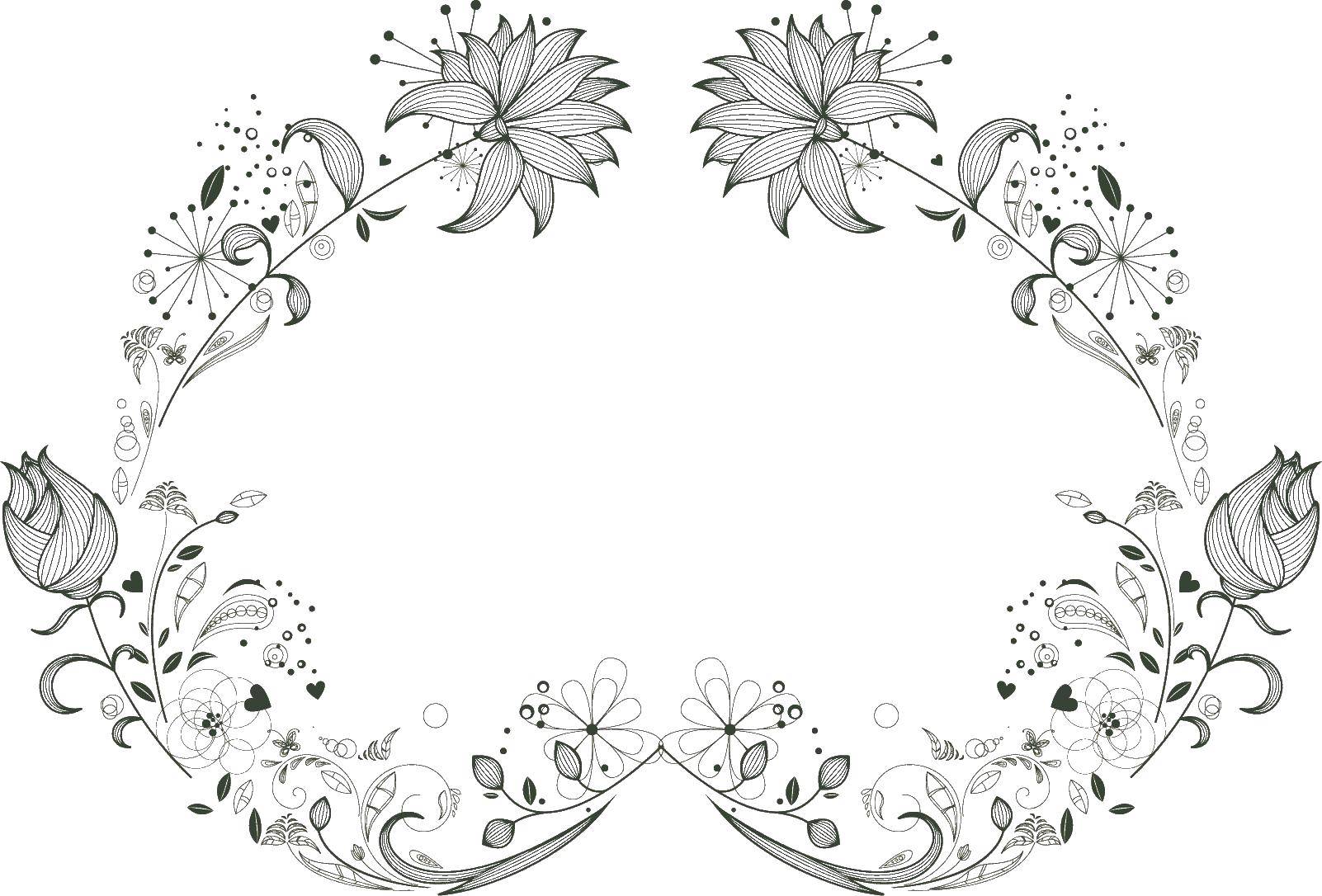 Coloring Very beautiful frame of flowers. Category frame for text. Tags:  flowers, frame.