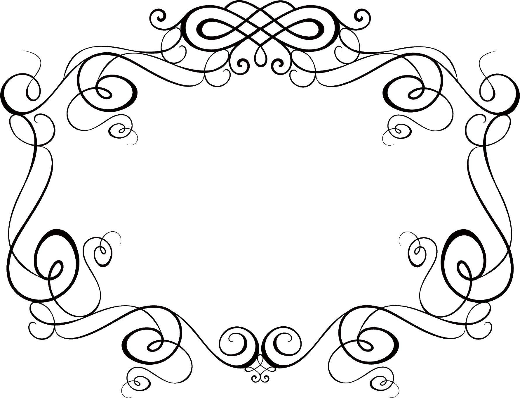 Coloring Beautiful frame for text with curls. Category frame for text. Tags:  frames, patterns.