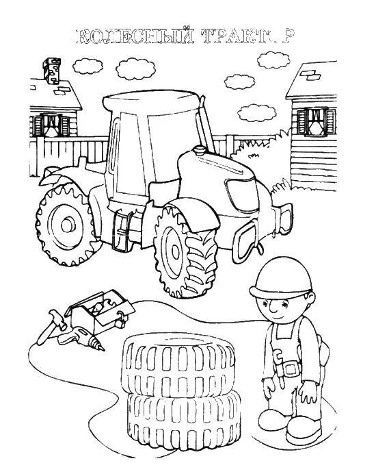 Coloring Wheel tractor. Category nice. Tags:  Tractor.
