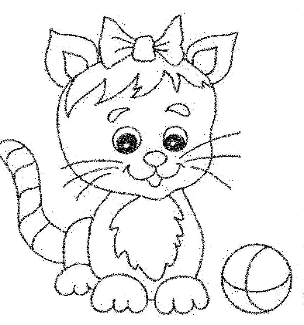 Название: Раскраска Кошечка с мячиком. Категория: котята и щенки. Теги: кошка, котята.