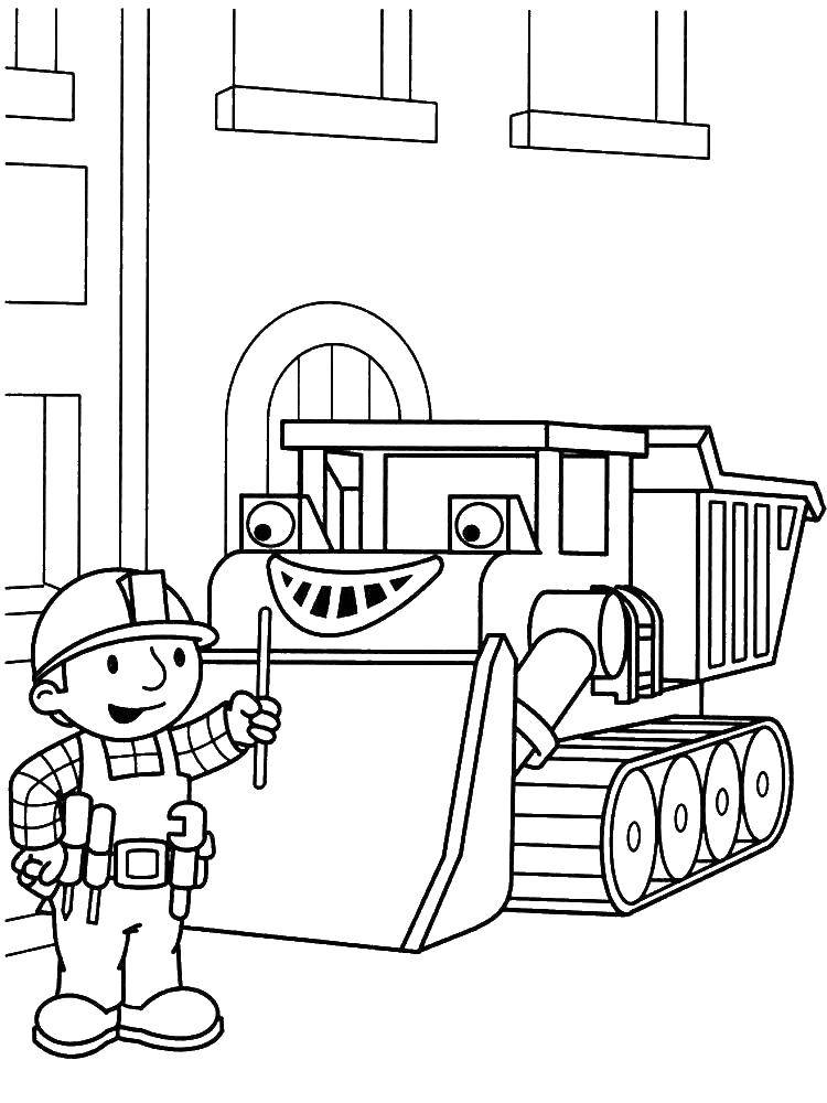 Coloring Bulldozer. Category nice. Tags:  Construction, crane.