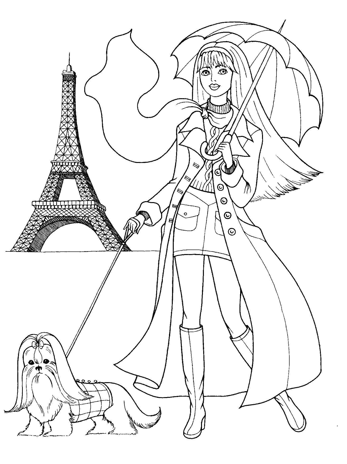Название: Раскраска Барби в париже. Категория: принцесса. Теги: барби.