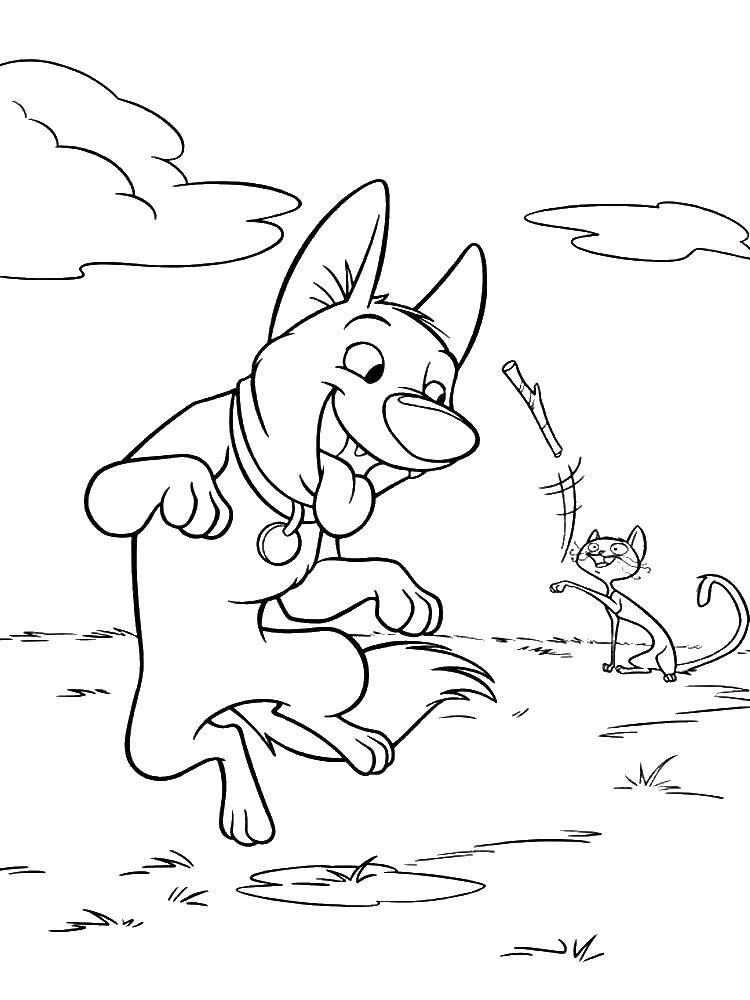 Coloring The dog V and his friends. Category Bolt cartoon. Tags:  Volt, dog.