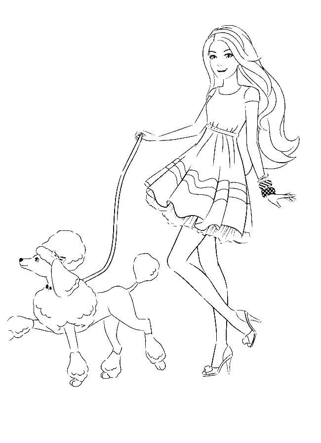 Coloring Barbie with a poodle. Category Barbie . Tags:  Barbie , poodle.