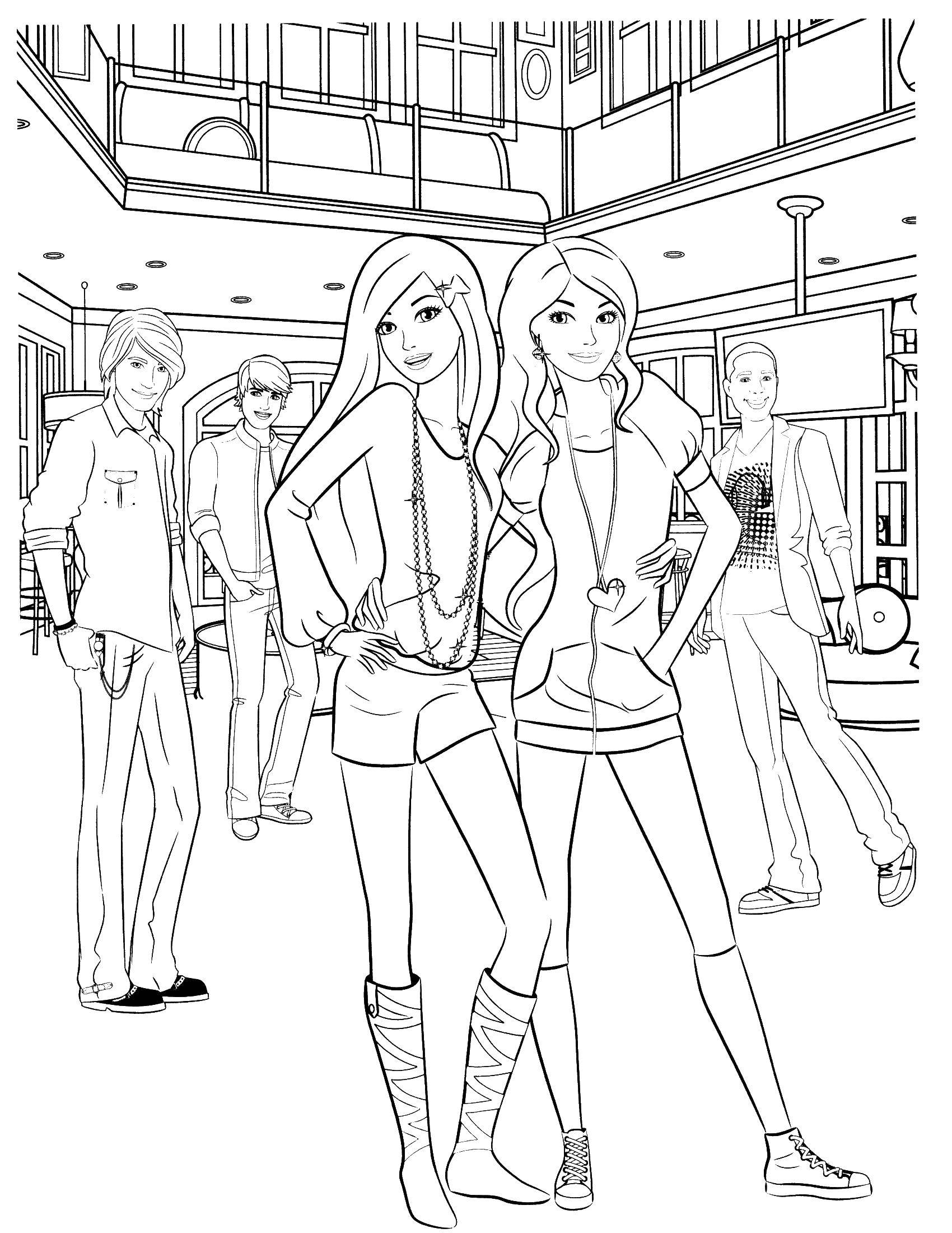 Coloring Barbie and her friends. Category ladies. Tags:  Barbie , model.