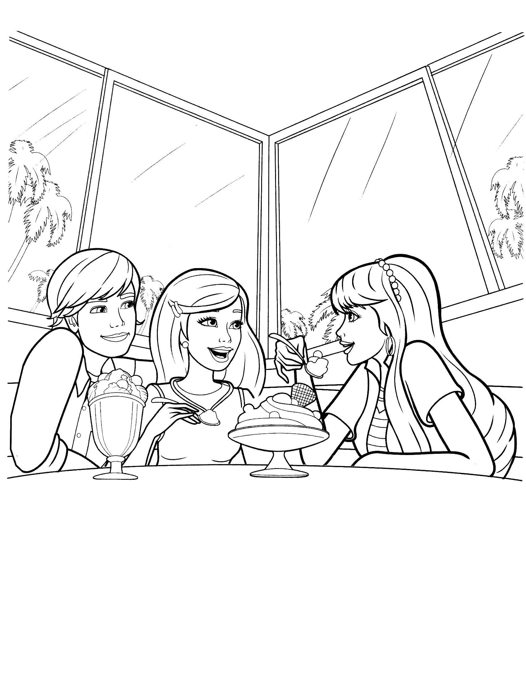 Coloring Barbie and her friends. Category ladies. Tags:  Barbie , model, friends.