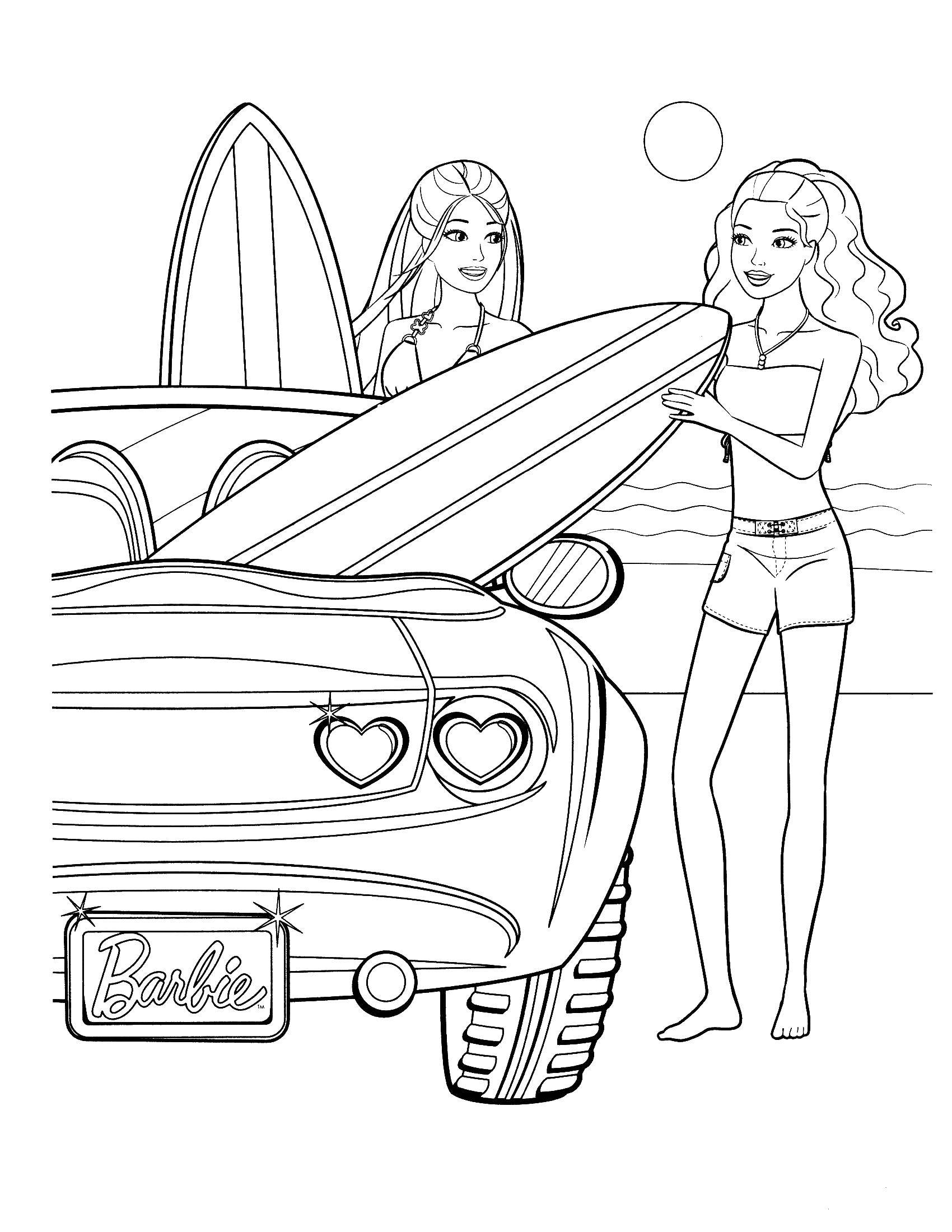 Coloring Barbie in a swimsuit on the beach. Category Barbie . Tags:  Barbie , swimsuit, beach.