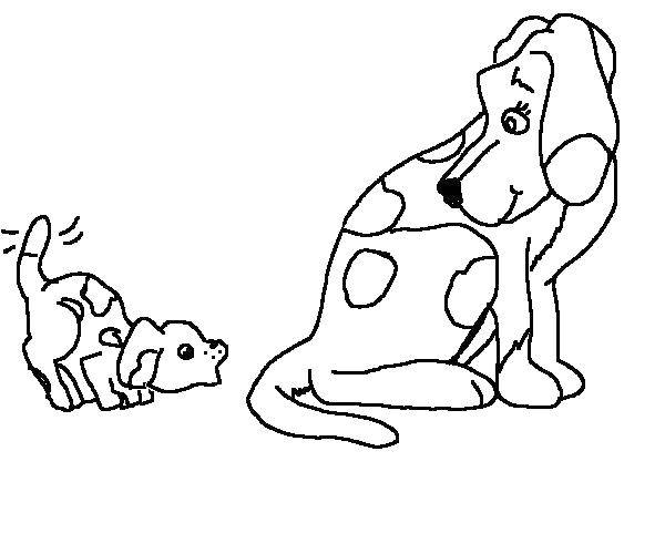 Coloring Dog and puppy. Category dogs puppies. Tags:  dog, puppy.