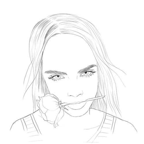 Coloring Girl with a rose. Category models. Tags:  the girl, rose.