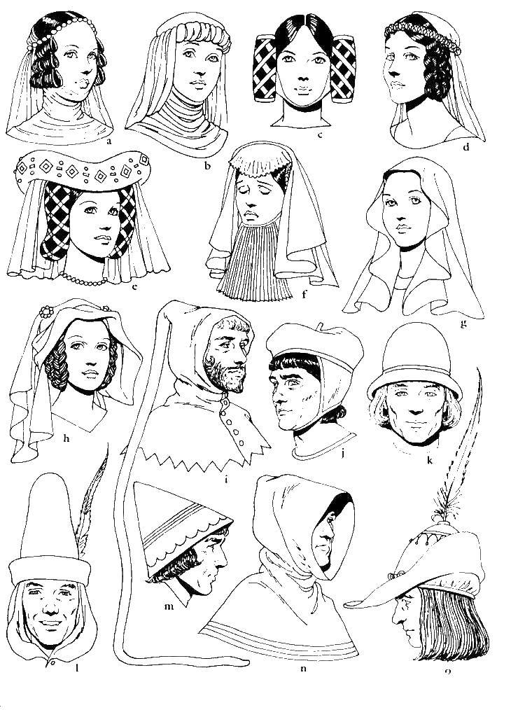 Coloring Hats in the 14th century. Category fashion. Tags:  hats.