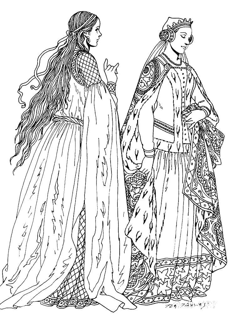 Coloring Clothing in the middle ages. Category fashion. Tags:  clothing, fashion, middle ages.