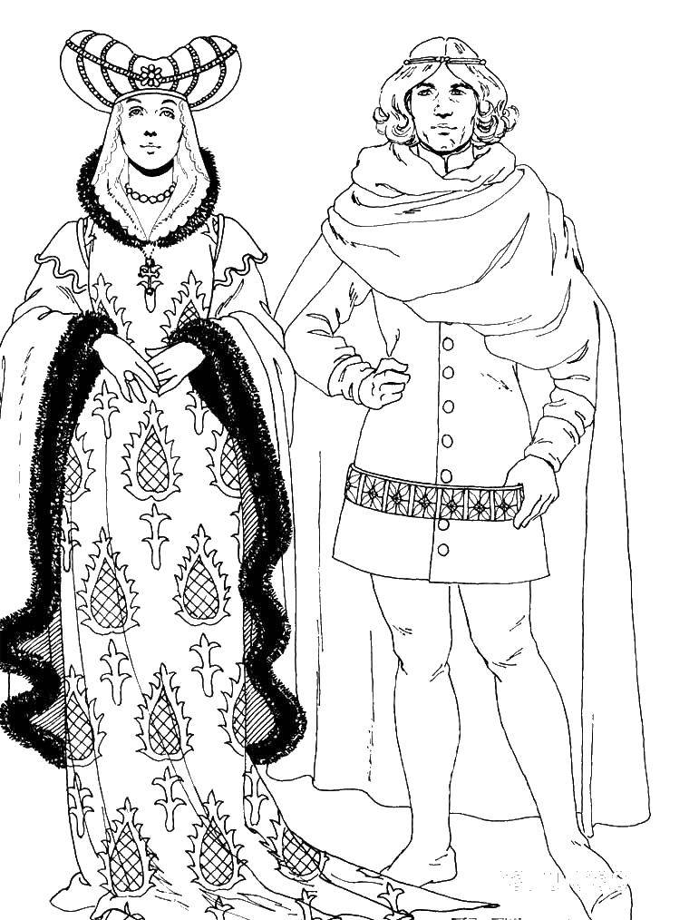 Название: Раскраска Одежда в средних веках. Категория: мода. Теги: одежда, мода, средние века.