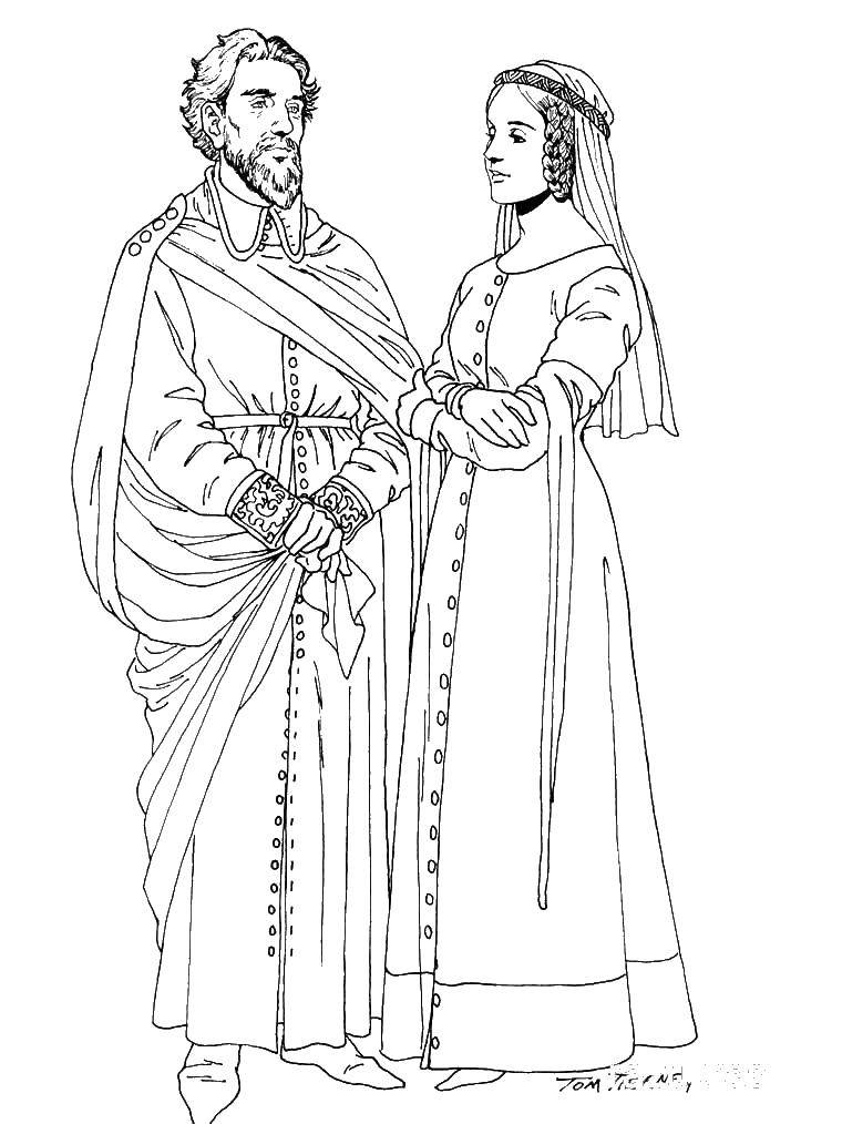 Coloring Clothing in the middle ages. Category fashion. Tags:  clothing, fashion, middle ages.